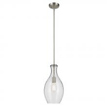  42047NI - Everly 17.75" 1-Light Bell Pendant with Clear Glass in Brushed Nickel