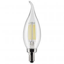  S21298 - 4 Watt CA10 LED; Clear; Candelabra base; 90 CRI; 4000K; 120 Volt