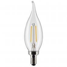  S21839 - 3 Watt CA10 LED; Clear; Candelabra Base; 2700K; 200 Lumens; 120 Volt; 2-Pack