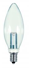  S9152 - 1 Watt LED; BA9 1/2; Clear; 2700K; Candelabra base; 120 Volt; Carded