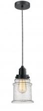  100BK-10BW-2H-BK-G184 - Winchester - 1 Light - 8 inch - Matte Black - Cord hung - Mini Pendant