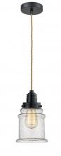  100BK-10RE-2H-BK-G184 - Winchester - 1 Light - 8 inch - Matte Black - Cord hung - Mini Pendant