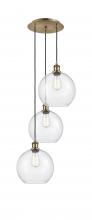  113B-3P-AB-G124-10 - Athens - 3 Light - 17 inch - Antique Brass - Cord Hung - Multi Pendant