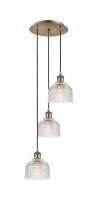  113B-3P-AB-G412 - Dayton - 3 Light - 12 inch - Antique Brass - Cord Hung - Multi Pendant