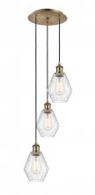  113B-3P-AB-G654-6 - Cindyrella - 3 Light - 13 inch - Antique Brass - Cord Hung - Multi Pendant