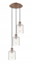  113B-3P-AC-G1113 - Cobbleskill - 3 Light - 12 inch - Antique Copper - Cord Hung - Multi Pendant