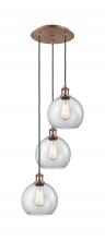  113B-3P-AC-G122-8 - Athens - 3 Light - 15 inch - Antique Copper - Cord Hung - Multi Pendant