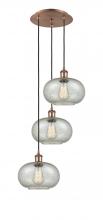  113B-3P-AC-G249 - Gorham - 3 Light - 16 inch - Antique Copper - Cord Hung - Multi Pendant