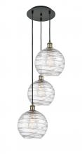  113B-3P-BAB-G1213-10 - Athens Deco Swirl - 3 Light - 17 inch - Black Antique Brass - Cord hung - Multi Pendant