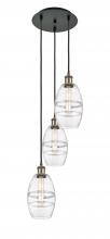  113B-3P-BAB-G557-6CL - Vaz - 3 Light - 12 inch - Black Antique Brass - Cord Hung - Multi Pendant