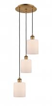  113B-3P-BB-G111 - Cobbleskill - 3 Light - 12 inch - Brushed Brass - Cord Hung - Multi Pendant