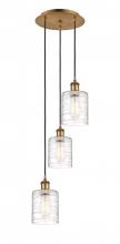  113B-3P-BB-G1113 - Cobbleskill - 3 Light - 12 inch - Brushed Brass - Cord Hung - Multi Pendant