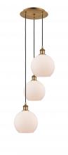  113B-3P-BB-G121-8 - Athens - 3 Light - 15 inch - Brushed Brass - Cord Hung - Multi Pendant