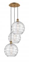  113B-3P-BB-G1213-12 - Athens Deco Swirl - 3 Light - 19 inch - Brushed Brass - Cord hung - Multi Pendant