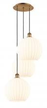  113B-3P-BB-G1217-12WV - White Venetian - 3 Light - 19 inch - Brushed Brass - Cord Hung - Multi Pendant