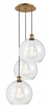  113B-3P-BB-G122-12 - Athens - 3 Light - 18 inch - Brushed Brass - Cord Hung - Multi Pendant