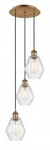  113B-3P-BB-G654-6 - Cindyrella - 3 Light - 13 inch - Brushed Brass - Cord Hung - Multi Pendant