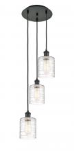  113B-3P-BK-G1113 - Cobbleskill - 3 Light - 12 inch - Matte Black - Cord Hung - Multi Pendant