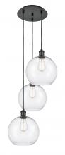  113B-3P-BK-G122-10 - Athens - 3 Light - 17 inch - Matte Black - Cord Hung - Multi Pendant