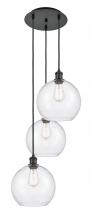  113B-3P-BK-G124-10 - Athens - 3 Light - 17 inch - Matte Black - Cord Hung - Multi Pendant