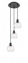  113B-3P-BK-G124-6 - Athens - 3 Light - 12 inch - Matte Black - Cord Hung - Multi Pendant