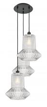  113B-3P-BK-G212 - Springwater - 3 Light - 19 inch - Matte Black - Cord Hung - Multi Pendant