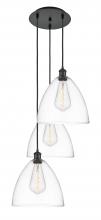  113B-3P-BK-GBD-122 - Bristol - 3 Light - 19 inch - Matte Black - Cord Hung - Multi Pendant