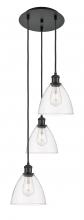  113B-3P-BK-GBD-752 - Bristol - 3 Light - 14 inch - Matte Black - Cord Hung - Multi Pendant