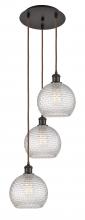  113B-3P-OB-G122C-8CL - Athens - 3 Light - 15 inch - Oil Rubbed Bronze - Cord Hung - Multi Pendant