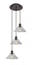  113B-3P-OB-G132 - Orwell - 3 Light - 15 inch - Oil Rubbed Bronze - Cord Hung - Multi Pendant