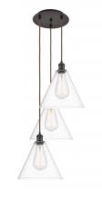  113B-3P-OB-GBC-122 - Berkshire - 3 Light - 19 inch - Oil Rubbed Bronze - Cord Hung - Multi Pendant