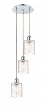  113B-3P-PC-G1113 - Cobbleskill - 3 Light - 12 inch - Polished Chrome - Cord Hung - Multi Pendant