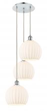  113B-3P-PC-G1217-10WV - White Venetian - 3 Light - 17 inch - Polished Chrome - Cord Hung - Multi Pendant