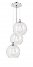  113B-3P-PC-G122-12 - Athens - 3 Light - 18 inch - Polished Chrome - Cord Hung - Multi Pendant