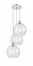  113B-3P-PC-G124-12 - Athens - 3 Light - 18 inch - Polished Chrome - Cord Hung - Multi Pendant