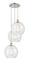  113B-3P-PN-G122-12 - Athens - 3 Light - 18 inch - Polished Nickel - Cord Hung - Multi Pendant