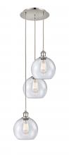  113B-3P-PN-G124-8 - Athens - 3 Light - 15 inch - Polished Nickel - Cord Hung - Multi Pendant