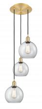  113B-3P-SG-G122-8 - Athens - 3 Light - 15 inch - Satin Gold - Cord Hung - Multi Pendant