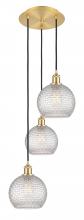  113B-3P-SG-G122C-8CL - Athens - 3 Light - 15 inch - Satin Gold - Cord Hung - Multi Pendant