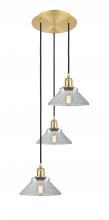  113B-3P-SG-G132 - Orwell - 3 Light - 15 inch - Satin Gold - Cord Hung - Multi Pendant