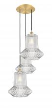  113B-3P-SG-G212 - Springwater - 3 Light - 19 inch - Satin Gold - Cord Hung - Multi Pendant