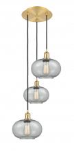  113B-3P-SG-G247 - Gorham - 3 Light - 16 inch - Satin Gold - Cord Hung - Multi Pendant