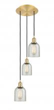  113B-3P-SG-G259 - Caledonia - 3 Light - 12 inch - Satin Gold - Cord Hung - Multi Pendant