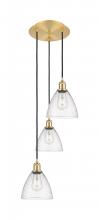  113B-3P-SG-GBD-754 - Bristol - 3 Light - 14 inch - Satin Gold - Cord Hung - Multi Pendant