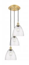  113B-3P-SG-GBD-94 - Bristol - 3 Light - 16 inch - Satin Gold - Cord Hung - Multi Pendant