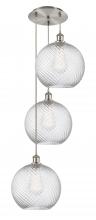  113B-3P-SN-G1214-12 - Athens Twisted Swirl - 3 Light - 18 inch - Brushed Satin Nickel - Cord hung - Multi Pendant