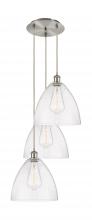  113B-3P-SN-GBD-124 - Bristol - 3 Light - 19 inch - Brushed Satin Nickel - Cord Hung - Multi Pendant