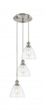  113B-3P-SN-GBD-752 - Bristol - 3 Light - 14 inch - Brushed Satin Nickel - Cord Hung - Multi Pendant