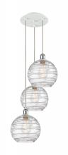  113B-3P-WPC-G1213-10 - Athens Deco Swirl - 3 Light - 17 inch - White Polished Chrome - Cord Hung - Multi Pendant