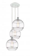  113B-3P-WPC-G556-12CL - Rochester - 3 Light - 19 inch - White Polished Chrome - Cord Hung - Multi Pendant